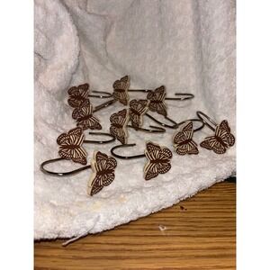 D Sullivan Butterfly Shower Curtain Hooks Set of 12 Brown Beige Decorative